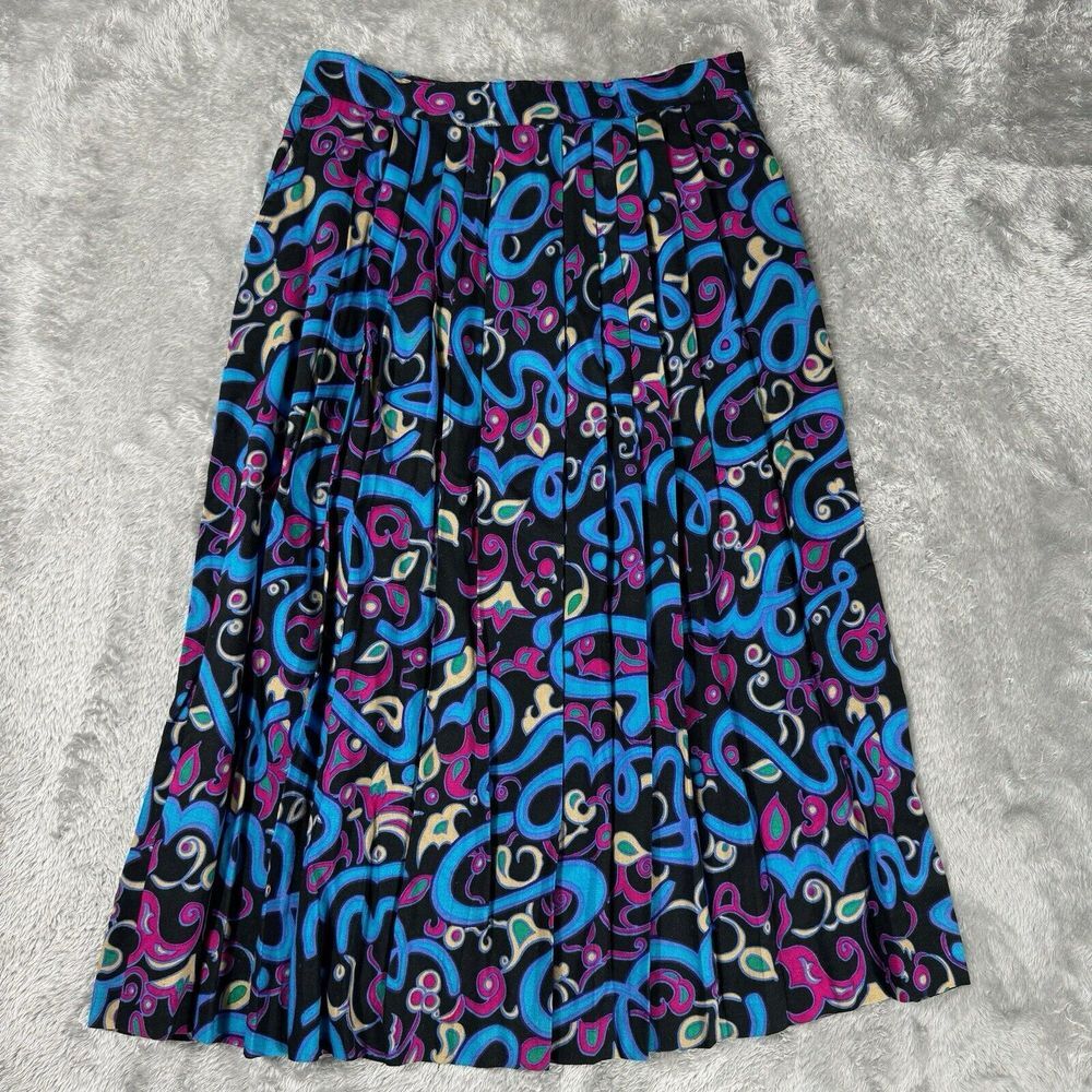 Vintage 90s Maxi Skirt Womens 10 Petite Colorful Pleated Long Dopamine Dressing